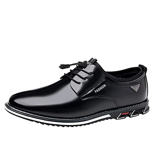 Atmungsaktive Bequeme Business-Schnürschuhe für die Arbeit, Freizeit, einfarbige Lederschuhe für Herren Schuhe 40 Herren (Black, 44) von Generic