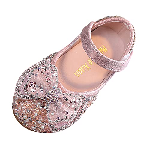 Baby Schuhe Mode Frühjahr und Sommer Sandalen Party Kleid Tanzshow Prinzessin Schuhe Perle Strass Bowknot Runde Zehe Niedriger Absatz Bequem Thermostiefel Jagdstiefel (Pink, 23 Toddler) von Generic