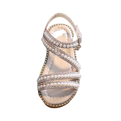 Badesandalen Kinder Sommer Mädchen Sandalen Koreanische Ausgabe Kleine Mädchen Perle Offene spitze Prinzessin Schuhe Kleine Mittlere Und Große Kinder Performance Schuhe (Silver, 23.5 Infant) von Generic