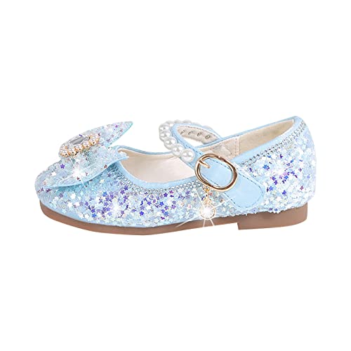 Badeschuhe Kinder flachen Sohlen, Strass, Bögen, niedriger Absatz, Prinzessin, Hochzeitsfeier für, Kinder 25 (Light Blue, 28 Little Child) von Generic