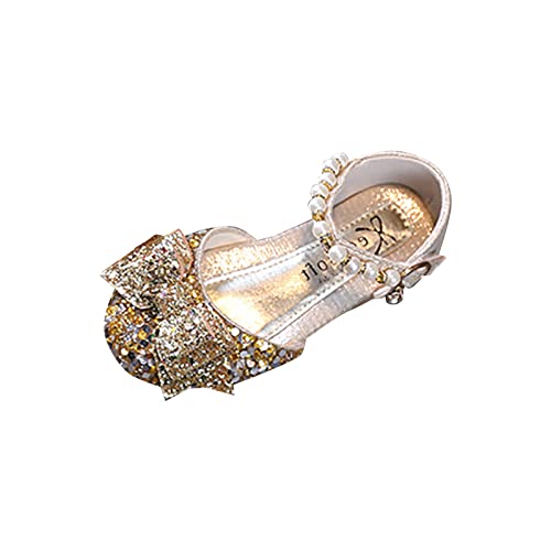 Ballerina Schuhe Mädchen Prinzessin - Mary Jane Halbschuhe Strassverzierter Glitzerschuhe Party Kleid Schuhe Perlen Abendschuhe Flache Riemchensandalen Weichen Sohlen Ballettschuhe von Generic