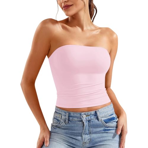 Bandeau Top Damen,Tube Top Damen Bauchweg,Crop Tops Frauen Sexy,Tank Top Ärmelloses Rückenfrei Trägerloses Oberteil Frühling Basic Trägertop Cropped Y2K Slim Fit Skims Sommertops Hemdchen Clubwear Bandeau Top Damen,Tube Top Damen Bauchweg,Crop Tops Frauen Sexy,Tank Top Ärmelloses Rückenfrei Trägerloses Oberteil Frühling Basic Trägertop Cropped Y2K Slim Fit Skims Sommertops Hemdchen Clubwear von Generic