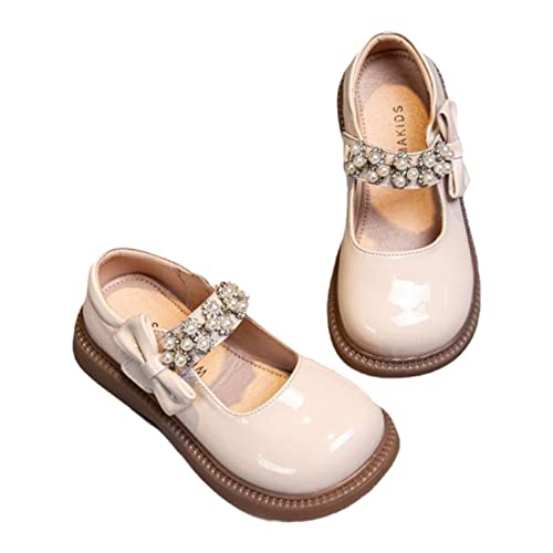 Barfuß Sandalen Kinder Kleines Mädchen entzückende Prinzessin Party Mädchen Kleid Schleife Prinzessin Schuhe Prinzessin Hochzeit Kleid Schuhe für kleine Kinder/große Kinder (Beige, 35 Big Kids) von Generic