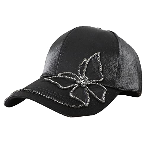 Baseball Cap Basecap Kappe Unisex Frühling und Sommer Baseballmütze Damen Strass Mercerisierter Baumwolle Schmetterling Sonnenschutz Hut Outdoor Einstellbare Outdoor Running Freizeit Basecap von Generic