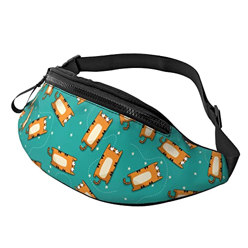 Bauchtasche für Damen und Herren mit Kopfhörerbuchse Sport Gürteltasche Schnecke Pilz Hüfttaschen zum Laufen, Orange Cat Sleep, Einheitsgröße von Generic