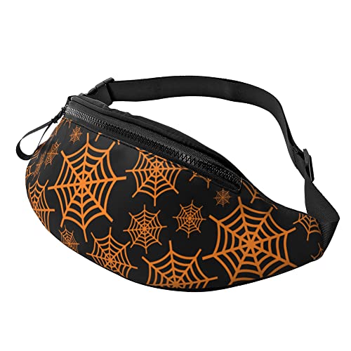 Bauchtasche für Damen und Herren mit Kopfhörerbuchse Sport Gürteltasche Schnecke Pilz Hüfttaschen zum Laufen, Orange Halloween Spinnennetz, Einheitsgröße von Generic