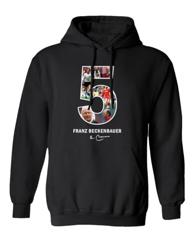 Beckenbauer Deutsche Fußballlegende Nr. 5 Collage Unisex-Sweatshirt mit Kapuze (Schwarz, Mittel) von Generic