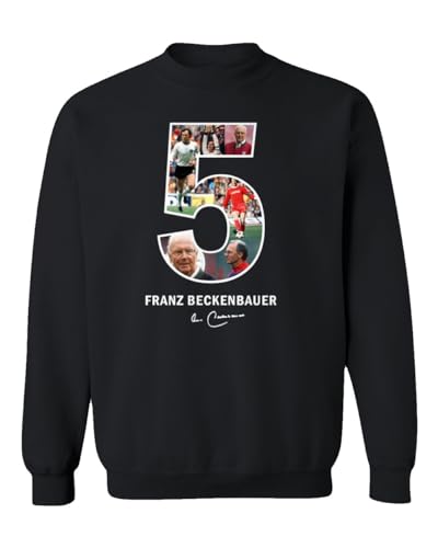 Beckenbauer Deutsche Fußballlegende Nr. 5 Collage Unisex-Sweatshirt mit Rundhalsausschnitt (Schwarz, XX-Large) von Generic