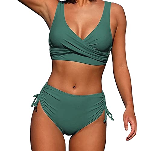 Bikini Damen Push Up Damen Neckholder Bikini Set Push Up Colorblock Triangel Bikini Bademode, Zweiteiliger Badeanzug Frauen Große Größen Sommer Strandmode Beachwear Schwimmanzug von Generic