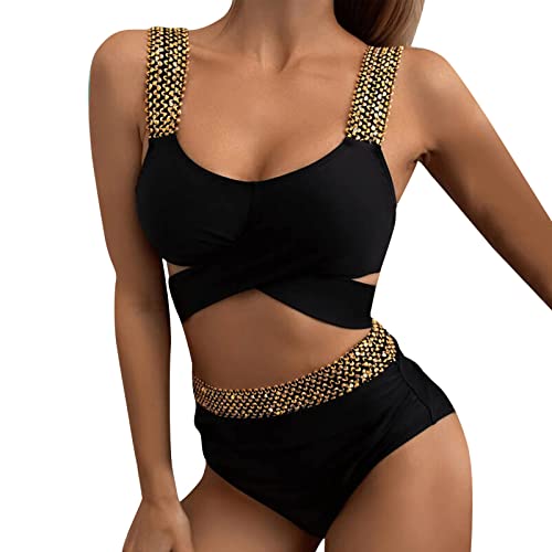 Bikini Damen Set - Damen Zweiteiliger Badeanzug mit Leopardenmuster, überkreuztes Hohe Taille High Waist Bikini Bademode Bauchkontrolle Bauchweg Push Up Bikini Sets Bikini Damen Set - Damen Zweiteiliger Badeanzug mit Leopardenmuster, überkreuztes Hohe Taille High Waist Bikini Bademode Bauchkontrolle Bauchweg Push Up Bikini Sets von Generic