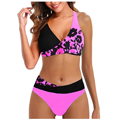 Bikini Damen Set Triangel Breites Unterbrustband Gerippte Bademode Zweiteiliger Badeanzug von Generic