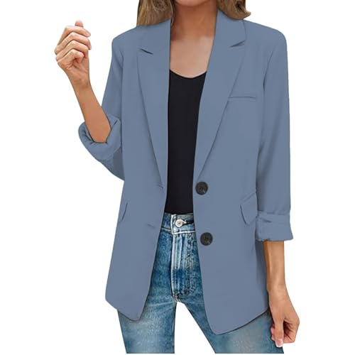Blazer Damen Elegant Einfarbig Anzugjacke mit Doppelter Seitentasche Langarm Business Büro Slim Fit Blazerjacke Open Front Anzug Jacke Trenchcoat Reverskragen Übergangsjacke Outwear Blazer Damen Elegant Einfarbig Anzugjacke mit Doppelter Seitentasche Langarm Business Büro Slim Fit Blazerjacke Open Front Anzug Jacke Trenchcoat Reverskragen Übergangsjacke Outwear von Generic