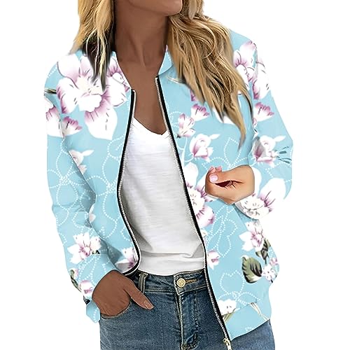 Blouson Damen,Dünne Jacke Damen,Damen Bomberjacke mit Reißverschluss Blouson Pilotenjacke College Leichte Langarm Dünne Übergangsjacke mit Taschen 2024,Blau,M Blouson Damen,Dünne Jacke Damen,Damen Bomberjacke mit Reißverschluss Blouson Pilotenjacke College Leichte Langarm Dünne Übergangsjacke mit Taschen 2024,Blau,M von Generic