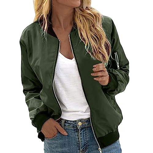 Bomberjacke Damen,Blumenmuster Coat Sommer Blouson Reißverschluss Herbst Frühling Jacket Mädchen Sommerjacke Kurz Outwear College Jacke Leichte Pilotenjacke Fliegerjacke von Generic