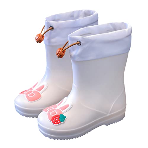 Boots Kinder Winter Regenstiefel für Mädchen, Kinder, Regenstiefel, isoliert, für und Mädchen, Gummi-Regenstiefel, Kleinkind-Regenstiefel Kinderschuhe 34 (White, 25 Toddler) von Generic