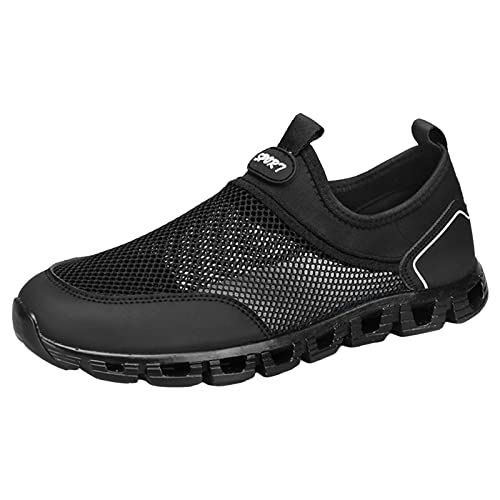 Bootsschuhe Leichte Schuhe Herren Herren-Sportschuhe modisch einfach und einfarbig Muster Sommer-Mesh ausgehöhlt atmungsaktiv bequem und bequem zum Skateboard Schuhe Herren 42 (Black, 41) von Generic