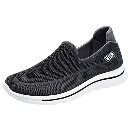 Bootsschuhe Leichte Schuhe Herren Mode Sommer Männer Sport Schuhe Flache Weichen Boden Nicht Slip Mesh Atmungsaktiv Bequeme Slip Auf Einfache Casuale Stil Business Schuhe Herren 45 (Grey, 41) von Generic