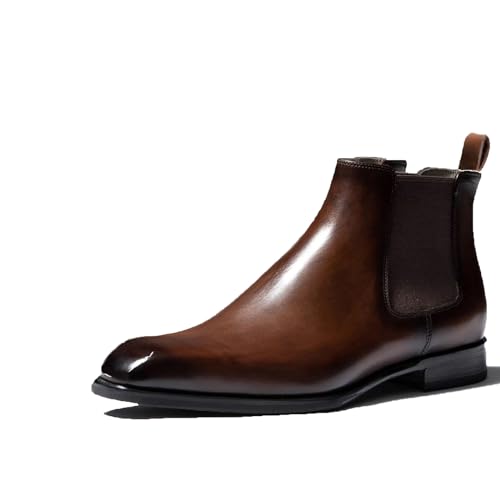 Braun,45 EU, Herren Chelsea Boots Leder Klassische Stiefel Stiefeletten Slip on Stiefel Braun,45 EU, Herren Chelsea Boots Leder Klassische Stiefel Stiefeletten Slip on Stiefel von Generic