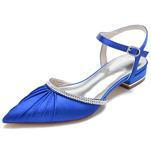 Bridal Abend Flache Shoes Women Fesselriemen Brautschuhe Spitz Hochzeits Prom Kleidschuhe 2.5Cm,Royal Blue,37 EU Bridal Abend Flache Shoes Women Fesselriemen Brautschuhe Spitz Hochzeits Prom Kleidschuhe 2.5Cm,Royal Blue,37 EU von Generic