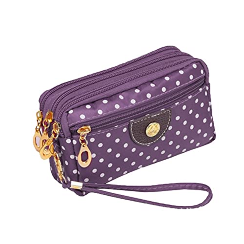 Brieftasche Herren Mode Frauen Leinwandtasche Clutch Tasche Messenger-Welle Reißverschluss Damen Geldbörsen Groß Reißverschluss (Purple, One Size) von Generic