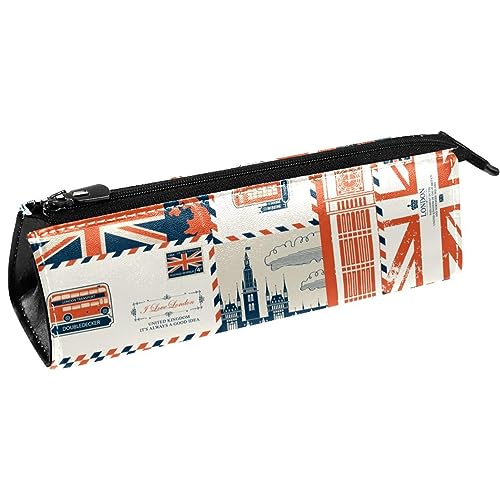 Britische Flagge und Wahrzeichen Umschlag Stift Tasche Schreibwaren Beutel Bleistift Tasche Kosmetiktasche Tasche Compact Zipper Tasche, multi, 5.5 ×6 ×20CM/2.2x2.4x7.9 in, Taschen-Organizer von Generic