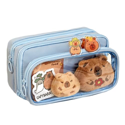 Capybara Federmäppchen, große Kapazität mit Fächern abnehmbar Klar Bleistift Tasche, Haftnotizen, Aufkleber, Clips, Anhänger als Geschenke,Blau Capybara Federmäppchen, große Kapazität mit Fächern abnehmbar Klar Bleistift Tasche, Haftnotizen, Aufkleber, Clips, Anhänger als Geschenke,Blau von Generic