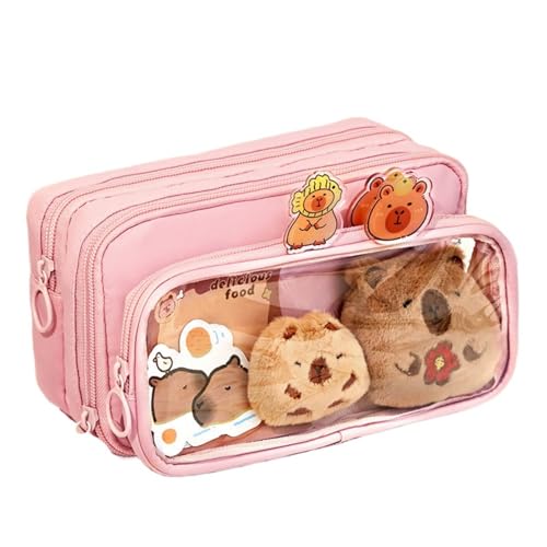 Capybara Federmäppchen, große Kapazität mit Fächern abnehmbar Klar Bleistift Tasche, Haftnotizen, Aufkleber, Clips, Anhänger als Geschenke,Rosa Capybara Federmäppchen, große Kapazität mit Fächern abnehmbar Klar Bleistift Tasche, Haftnotizen, Aufkleber, Clips, Anhänger als Geschenke,Rosa von Generic