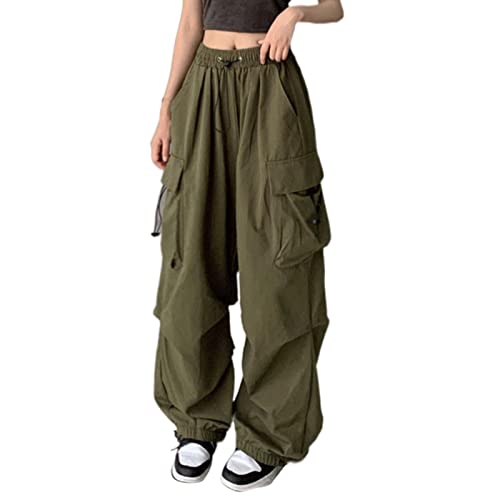 Cargohose Damen Baggy - Weite Hose Damen Hip Hop Y2K Jogginghose Streetwear Freizeithose mit Gummizug Oversized Vintage Weites Bein Sweathose Fallschirmhose Cargo Lange Hosen für Damen von Generic