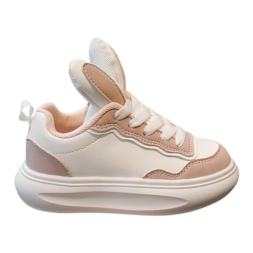 Carina Rot Kinder-Sneaker für und Mädchen mit Farbblockmuster und, 3D-Häschen-Dekoration, Schnürschuhe mit weicher Sohle Damen Carina (Pink, 28.5 Little Child) von Generic