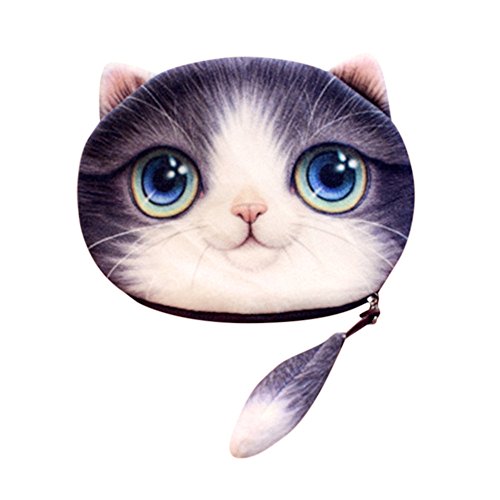 Coinprint-Taschen Heckhandtasche ändern Sie 3D Cute Katze Frauen Mädchen Brieftasche Herren Groß Mit 16 Fach Kartenfach (Purple, One Size) von Generic
