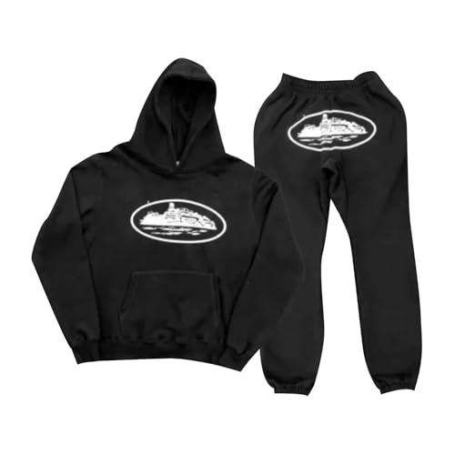 Corteiz Tracksuit Herren Y2K Jogginganzug 2 Teilig Hip Hop Streetwear Männer Pullover Lässig Oberteile und Sporthosen Trainingsanzug Sportanzug Tracksuit Unisex Jogging Anzug Set mit Hoodie Und Hose von Generic