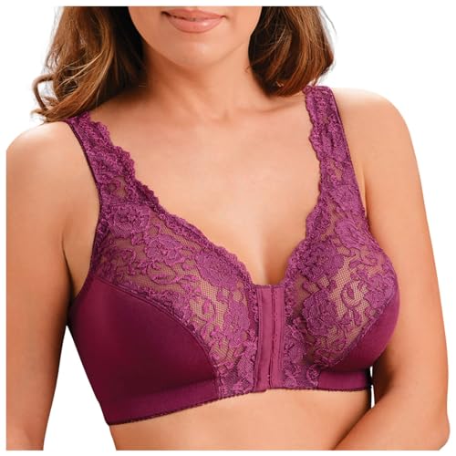 Damen BH Verschluss Vorne Ohne Bügel Spitzen BH Große Größen Minimizer BH Sexy Push Up Bra Komfort Bustier Breiten Trägern Klassischer Soft-BH Damen Damen BH Verschluss Vorne Ohne Bügel Spitzen BH Große Größen Minimizer BH Sexy Push Up Bra Komfort Bustier Breiten Trägern Klassischer Soft-BH Damen von Generic
