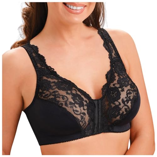 Damen BH Verschluss Vorne Ohne Bügel Spitzen BH Große Größen Minimizer BH Sexy Push Up Bra Komfort Bustier Breiten Trägern Klassischer Soft-BH Damen Damen BH Verschluss Vorne Ohne Bügel Spitzen BH Große Größen Minimizer BH Sexy Push Up Bra Komfort Bustier Breiten Trägern Klassischer Soft-BH Damen von Generic