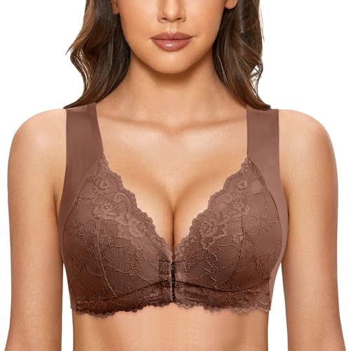 Damen BH Verschluss Vorne Ohne Bügel Spitzen BH Große Größen Minimizer BH Sexy Push Up Bra Komfort Bustier Breiten Trägern Klassischer Soft-BH Damen BH Verschluss Vorne Ohne Bügel Spitzen BH Große Größen Minimizer BH Sexy Push Up Bra Komfort Bustier Breiten Trägern Klassischer Soft-BH von Generic