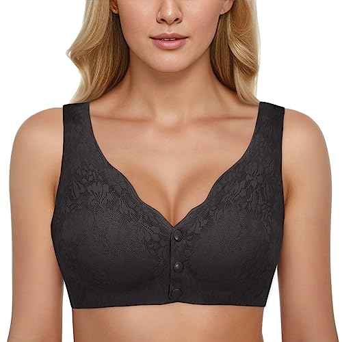 Damen BH Verschluss Vorne Ohne Bügel Spitzen BH Große Größen Minimizer BH Sexy Push Up Bra Komfort Bustier Breiten Trägern Klassischer Soft-BH Damen BH Verschluss Vorne Ohne Bügel Spitzen BH Große Größen Minimizer BH Sexy Push Up Bra Komfort Bustier Breiten Trägern Klassischer Soft-BH von Generic