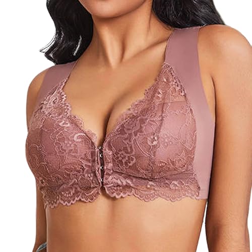 Damen BH Verschluss Vorne Ohne Bügel Spitzen BH Große Größen Minimizer BH Sexy Push Up Bra Komfort Bustier Breiten Trägern Klassischer Soft-BH Damen BH Verschluss Vorne Ohne Bügel Spitzen BH Große Größen Minimizer BH Sexy Push Up Bra Komfort Bustier Breiten Trägern Klassischer Soft-BH von Generic