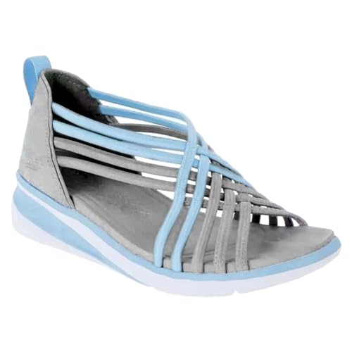 Damen Casual Stretchy Slope Bottom Römische Schuhe Sommermode Damen Sandalen Damen Outdoor Schuhe 41 (Blue, 42) von Generic