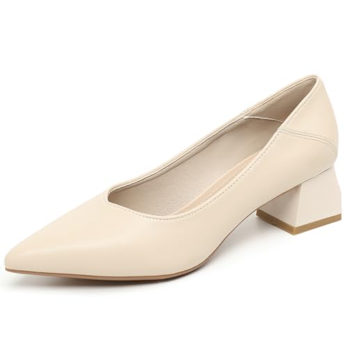 Damen Court Schuhe Großer Blockabsatz Spitz Zehen Brautschuhe Bequeme Niedrige Absätze Arbeitskleidung Hochzeit Atmungsaktives Leder,Apricot,41 EU Damen Court Schuhe Großer Blockabsatz Spitz Zehen Brautschuhe Bequeme Niedrige Absätze Arbeitskleidung Hochzeit Atmungsaktives Leder,Apricot,41 EU von MiaZane