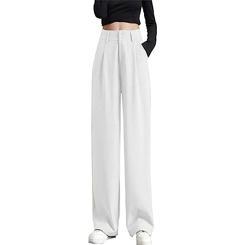 Damen Einfarbig Lose Gerade Geschnitten Palazzo Hose Hohe Taille Dehnbar Lounge Hose mit Taschen hoch taillierte, drapierte Freizeithosen, lockere, schlankmachende Anzughosen mit geradem Bein Damen Einfarbig Lose Gerade Geschnitten Palazzo Hose Hohe Taille Dehnbar Lounge Hose mit Taschen hoch taillierte, drapierte Freizeithosen, lockere, schlankmachende Anzughosen mit geradem Bein von Generic
