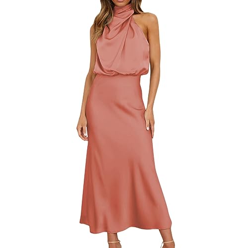 Damen Elegant Ärmellos Neckholder Satin Sommer Hochzeit Lang Abendkleider Damen Elegant Ärmellos Neckholder Satin Sommer Hochzeit Lang Abendkleider von Generic