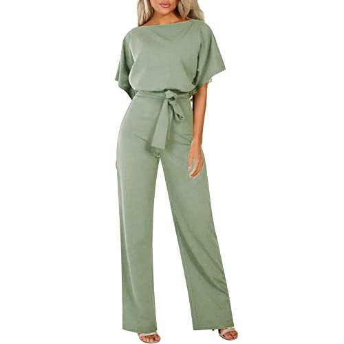 Generic Damen Elegant Jumpsuit Overall Hosenanzug Festlich Playsuit Romper mit Gürtel Jumpsuit Damen von Generic