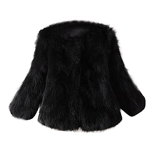 Damen Faux Soft Pelzmantel Jacke Flauschige Winterweste Oberbekleidung Fischgrätmuster Mantel Damen (Black, XXXL) von Generic