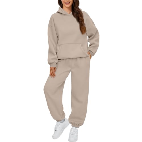 Damen Hoodies Trainingsanzug Sets Warm Freizeitanzug Einfarbig Jogginganzug Set Mit Kapuze Casual 2-Teilige Trainingsanzug Weich Loungewear Anzug,Beige,XL Damen Hoodies Trainingsanzug Sets Warm Freizeitanzug Einfarbig Jogginganzug Set Mit Kapuze Casual 2-Teilige Trainingsanzug Weich Loungewear Anzug,Beige,XL von Generic