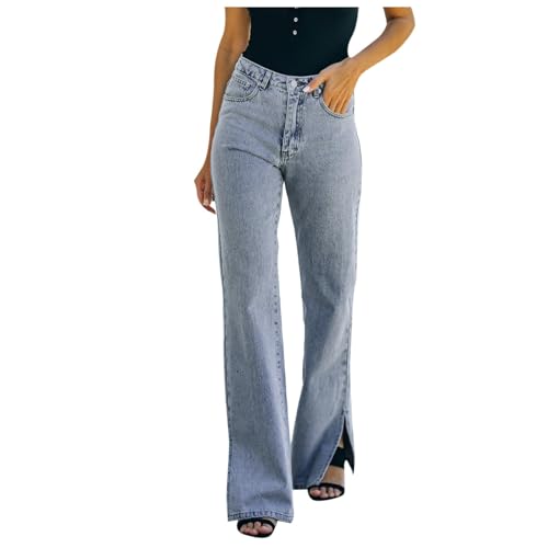 Damen Jeans Bootcut Stretch - Schlagjeans Damen High Waist 70er Jeanshose Straight Leg Denim Hose Casual Gerades Bein Freizeithose Weite Bein Jeanshosen Mit Geteilter Flared Pants Lockere Schlaghose Damen Jeans Bootcut Stretch - Schlagjeans Damen High Waist 70er Jeanshose Straight Leg Denim Hose Casual Gerades Bein Freizeithose Weite Bein Jeanshosen Mit Geteilter Flared Pants Lockere Schlaghose von Generic