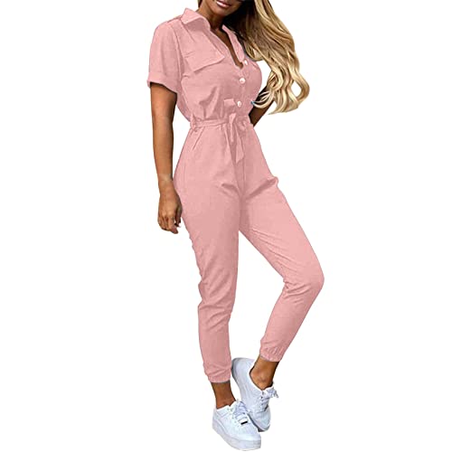 Damen Jumpsuit Ärmellos Overall Hosenanzug Playsuit,Arbeits Jeans,Jumpsuit Altrosa,Plissiertes Maxikleid,Bunte Jumpsuits Damen,Stepp Overall Damen,Boilersuit Damen von Generic