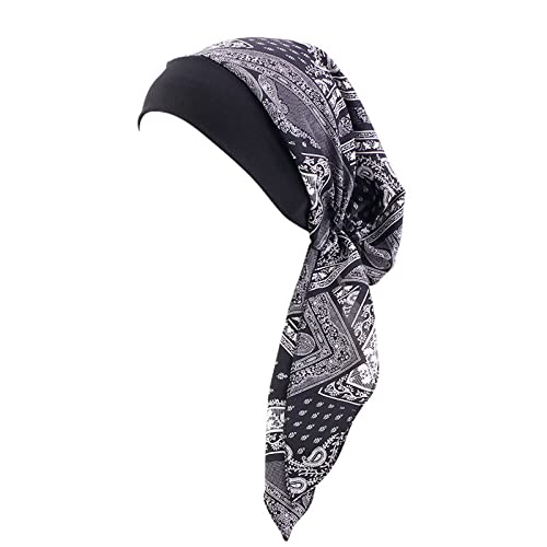 Damen Kopftuch Hut Mütze Haarschal Turban Kopfwickel Turban Hüte Kopfbedeckung Stirnbänder für Frauen (schwarz, Einheitsgröße) von Generic