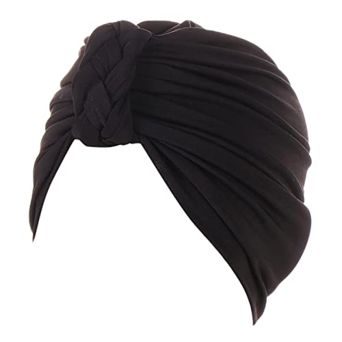 Damen Krebs Kopf Hut Kappe Ethno Bohemian Floral Hair Cover Wrap Turban Kopfbedeckung Turban Kappe Schweißband für Männer (Schwarz #1, Einheitsgröße) von Generic