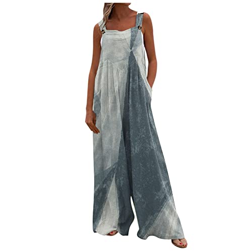 Damen Latzhosen Jeans Boyfriend Ärmellos Overalls Retro Denim Ägerhose Gerades Jumpsuit Mit Taschen,Kargo Hosen Kargo Hosen Für Damen Jeans Mode Plus Größe V-Ausschnitt Weites (L,1-Grau) von Generic