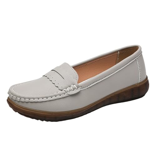 Damen-Mokassins ohne Schnürsenkel, Laufschuhe, flacher Mund, atmungsaktiv, leicht, modisch, rutschfest, bequem, Bootsschuhe für Arbeit, Grau 2., 39 EU Damen-Mokassins ohne Schnürsenkel, Laufschuhe, flacher Mund, atmungsaktiv, leicht, modisch, rutschfest, bequem, Bootsschuhe für Arbeit, Grau 2., 39 EU von Generic