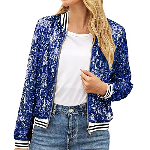 Damen Pailletten Blazer mit Glitzer Langarm Rave Jacken Blazer Sakko Pailletten Jacke Lässig Langarm Glitzer Party Glänzend Metallic Glitzer Sequin Bomberjacker Mantel Baseball Jacke Bikerjacke Damen Pailletten Blazer mit Glitzer Langarm Rave Jacken Blazer Sakko Pailletten Jacke Lässig Langarm Glitzer Party Glänzend Metallic Glitzer Sequin Bomberjacker Mantel Baseball Jacke Bikerjacke von Generic